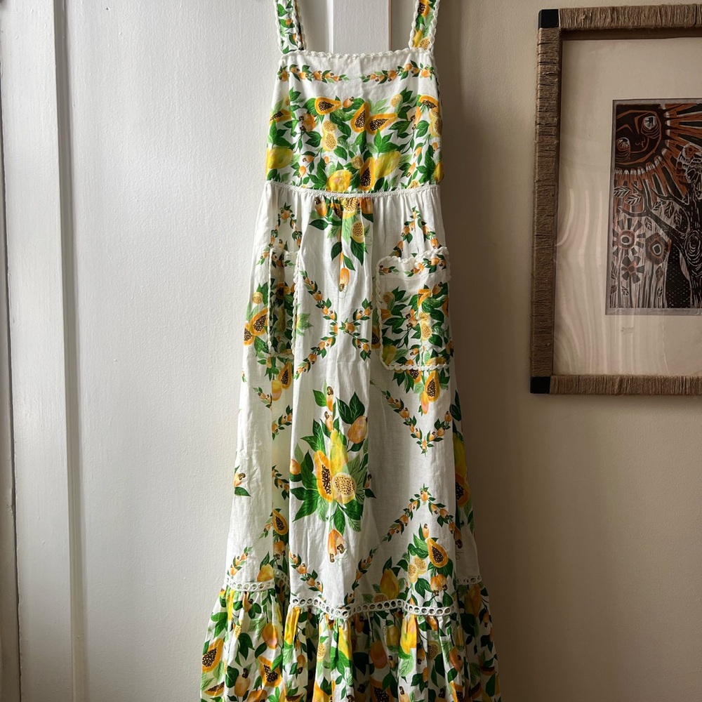 FARM Rio Floral Maxi Dress - White, Yellow, Green